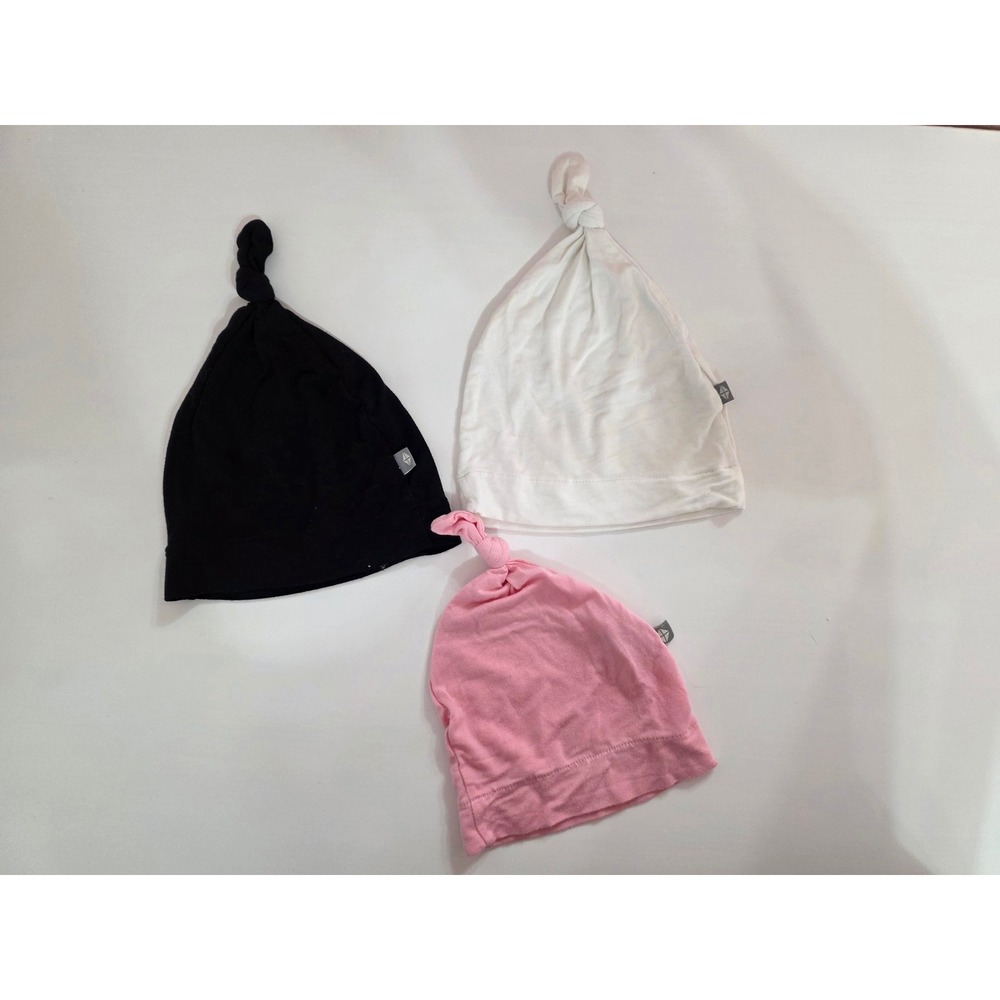 Kyte Baby Knotted Hats Set of 3 Black White Pink Newborn